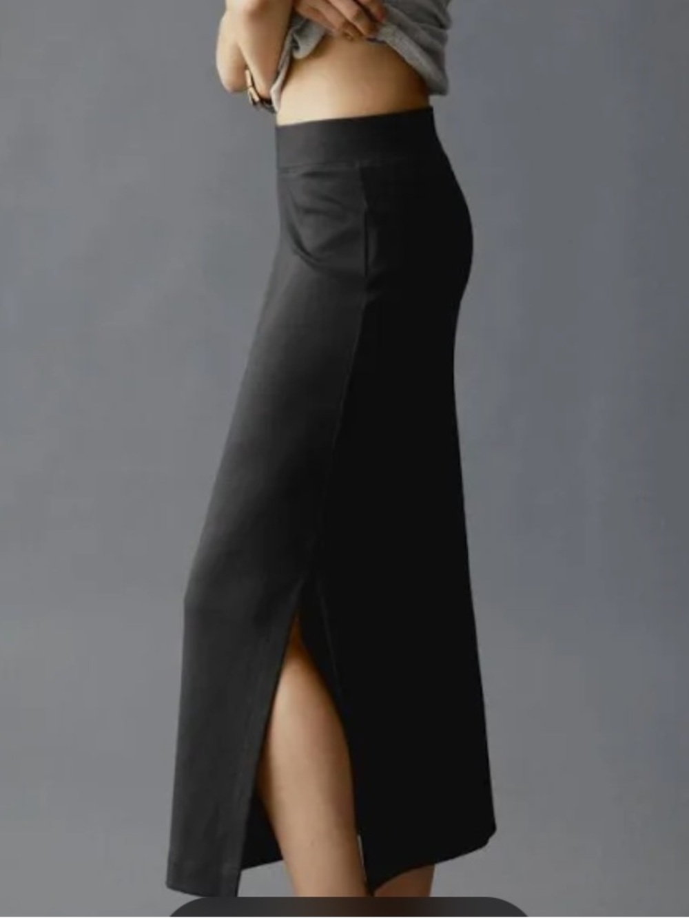 AYR Pima Cotton Modal Black Skirt The High Hopes Skirt Side Slit